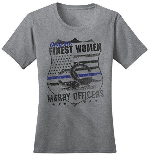 Shirts By Sarah Women's Police Wife Finest Women T-Shirt Marry Officers-Shirts By Sarah