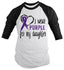 Shirts By Sarah Men's Purple Ribbon Shirt Wear For Daughter 3/4 Sleeve Raglan Awareness Shirts-Shirts By Sarah