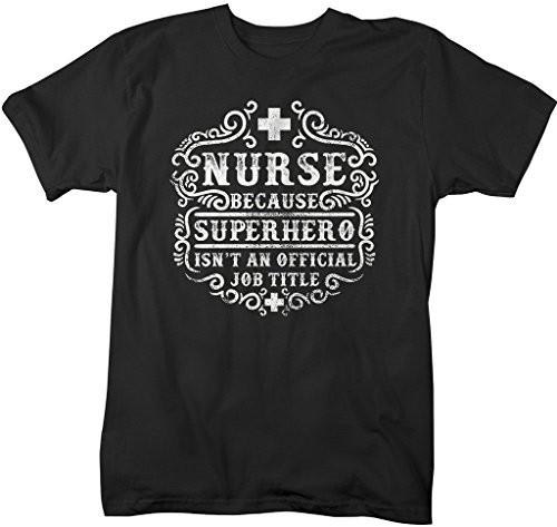 Shirts By Sarah Men's Funny Nurse T-Shirt Superhero Isn't A Job Title Nursing Shirt-Shirts By Sarah