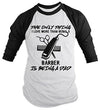 Shirts By Sarah Men's Barber Raglan Shirt Love Being A Dad Clippers Scissors 3/4 Sleeve T-Shirt