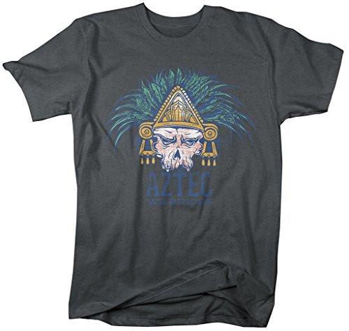 Shirts By Sarah Men's Hipster Aztec Shirt Warrior Skull T-Shirts-Shirts By Sarah