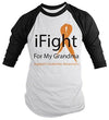 Shirts By Sarah Men's Leukemia Cancer Awareness Shirt 3/4 Sleeve iFight For My Grandma
