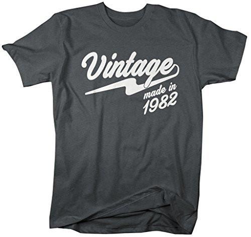 Shirts By Sarah Men's Vintage Made In 1982 T-Shirt Retro Birthday Shirts-Shirts By Sarah