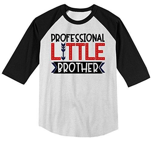 Shirts By Sarah Boy's Toddler Professional Little Brother T-Shirt Cute Sibling Shirt 3/4 Sleeve Raglan-Shirts By Sarah