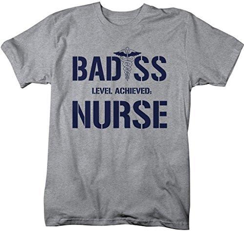 Shirts By Sarah Men's Funny Nurse T-Shirt Bad*ss Level Achieved Hilarious Shirt For Nurses-Shirts By Sarah