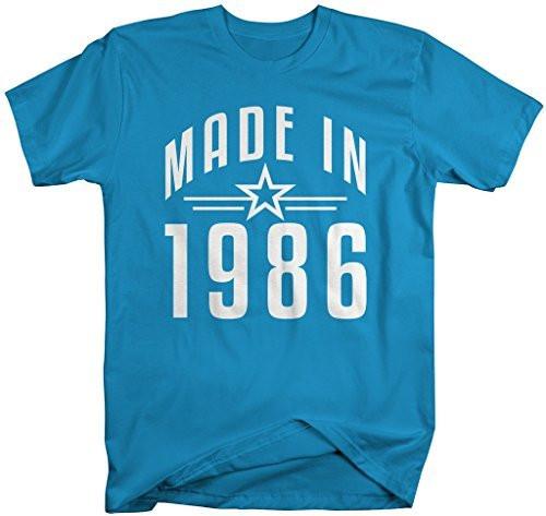 Shirts By Sarah Men's Made In 1986 Birthday T-Shirt Retro Star Custom Shirts-Shirts By Sarah
