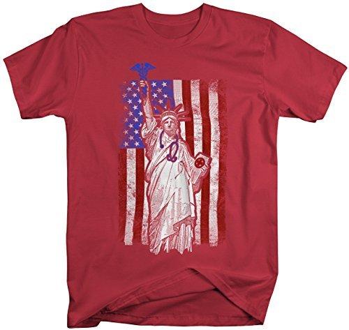 Shirts By Sarah Men's Patriotic Nurse T-Shirt Statue Liberty Shirt Stethoscope Caduceus Shirt-Shirts By Sarah