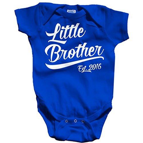 Shirts By Sarah Baby Boy's Little Brother Est. 2016 One Piece Bodysuit-Shirts By Sarah