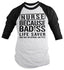 Shirts By Sarah Men's Unisex Nurse Bad*ss Lifesaver Funny 3/4 Sleeve Raglan Shirt-Shirts By Sarah