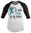 Shirts By Sarah Men's Wear Teal For Brother 3/4 Sleeve Cancer Anxiety Awareness Ribbon Shirt-Shirts By Sarah