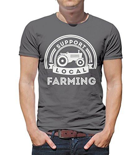 Shirts By Sarah Men's Support Local Farming T-Shirt Tractor Ring Spun Cotton-Shirts By Sarah