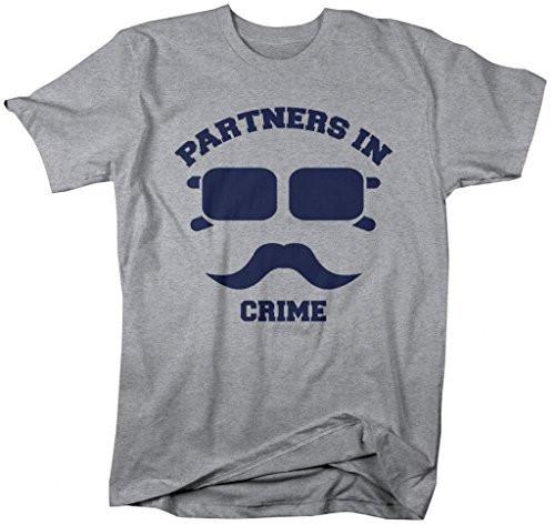 Shirts By Sarah Unisex Best Friend Couples T-Shirts Partners In Crime Hipster Mustache-Shirts By Sarah