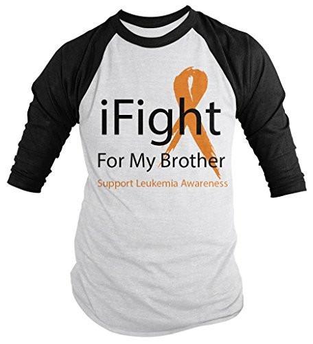 Shirts By Sarah Men's Leukemia Cancer Awareness Shirt 3/4 Sleeve iFight For My Brother-Shirts By Sarah