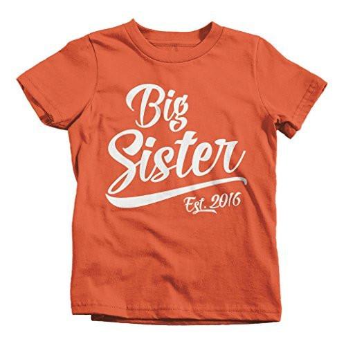 Shirts By Sarah Girl's Big Sister 2016 T-Shirt Sibling Matching Shirts-Shirts By Sarah