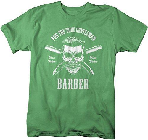Shirts By Sarah Men's Barber Skull T-Shirt Barbers Shirts Shiny Blades-Shirts By Sarah