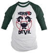 Shirts By Sarah Men's Funny Horny Devil Shirt Hilarious 3/4 Sleeve Raglan Hipster Shirts