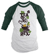 Shirts By Sarah Men's Funny Tea Rex Hipster Shirt Funny 3/4 Sleeve Raglan Shirts
