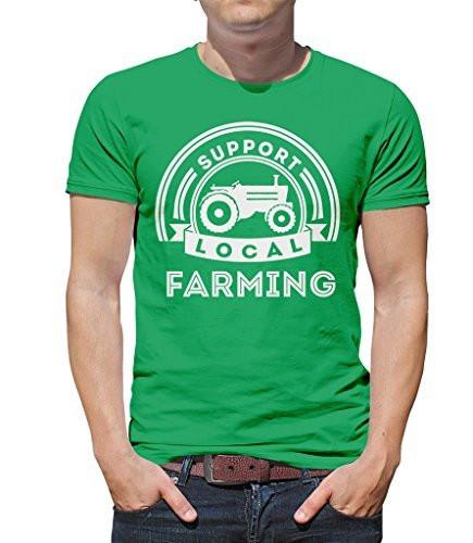 Shirts By Sarah Men's Support Local Farming T-Shirt Tractor Ring Spun Cotton-Shirts By Sarah
