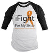 Shirts By Sarah Men's Multiple Sclerosis Awareness Shirt 3/4 Sleeve iFight For Sister Ribbon Orange Ribbon