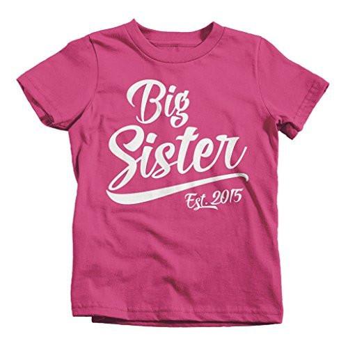 Shirts By Sarah Girl's Big Sister 2015 T-Shirt Sibling Matching Shirts-Shirts By Sarah