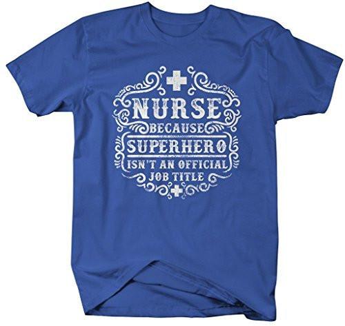 Shirts By Sarah Men's Funny Nurse T-Shirt Superhero Isn't A Job Title Nursing Shirt-Shirts By Sarah