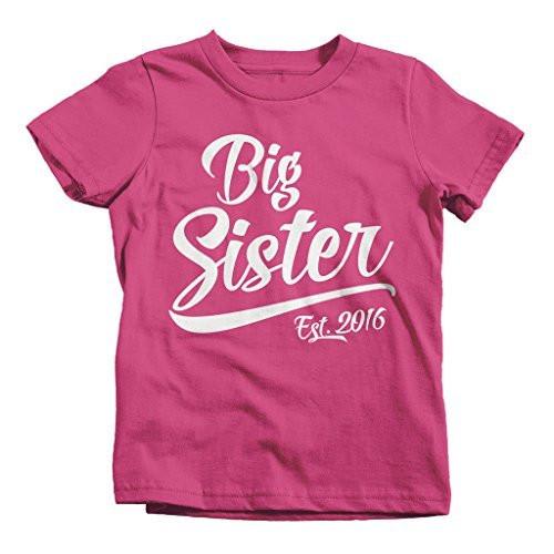 Shirts By Sarah Girl's Big Sister 2016 T-Shirt Sibling Matching Shirts-Shirts By Sarah