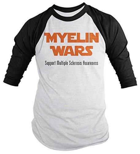 Shirts By Sarah Unisex Myelin Wars Mulitple Sclerosis Awareness Raglan T-Shirt 3/4 Sleeve-Shirts By Sarah