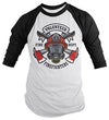 Shirts By Sarah Men's Volunteer Firefighters Shirt 3/4 Sleeve Raglan Mask Axe Shirts