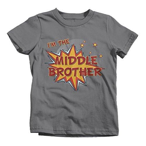 Shirts By Sarah Boy's I'm The Middle Brother Comic T-Shirt Bubble Stars Fun Shirt-Shirts By Sarah