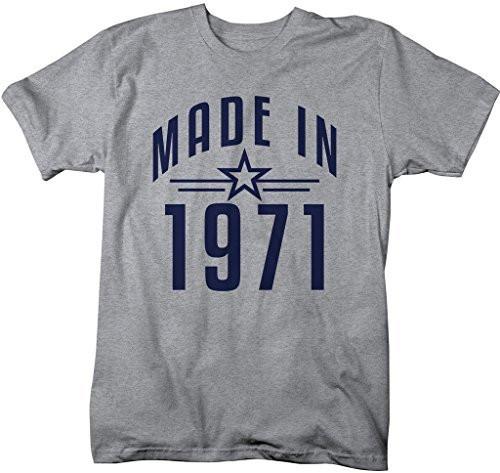 Shirts By Sarah Men's Made In 1971 Birthday T-Shirt Retro Star Custom Shirts-Shirts By Sarah
