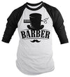 Shirts By Sarah Men's Barber Shirt Top Hat Vintage Hipster Mustache 3/4 Sleeve Shirts