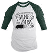 Shirts By Sarah Men's Hilarious Bacon T-Shirt Funny Farmers Real Heroes 3/4 Sleeve Raglan Shirt