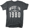 Shirts By Sarah Men's Made In 1980 Birthday T-Shirt Retro Star Custom Shirts