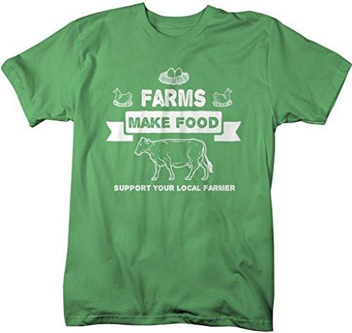 Shirts By Sarah Men's Farms Make Food T-Shirt Support Farmer Shirt Cow Chicken-Shirts By Sarah