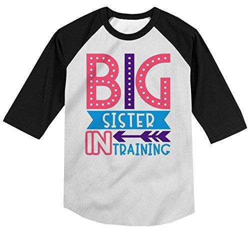 Shirts By Sarah Girl's Toddler Big Sister in Training T-Shirt Promoted Shirt Baby 3/4 Sleeve Raglan-Shirts By Sarah