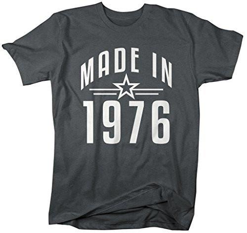 Shirts By Sarah Men's Made In 1976 Birthday T-Shirt Retro Star Custom Shirts-Shirts By Sarah