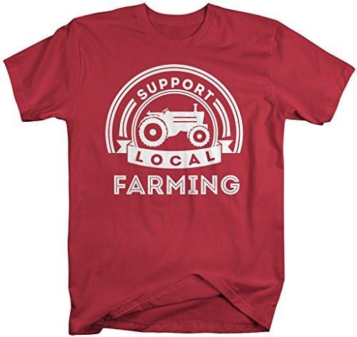 Shirts By Sarah Men's Support Local Farming T-Shirt Tractor Farm Shirts-Shirts By Sarah