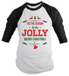Shirts By Sarah Men's Christmas Shirt Tis The Season Jolly 3/4 Sleeve Raglan Shirts