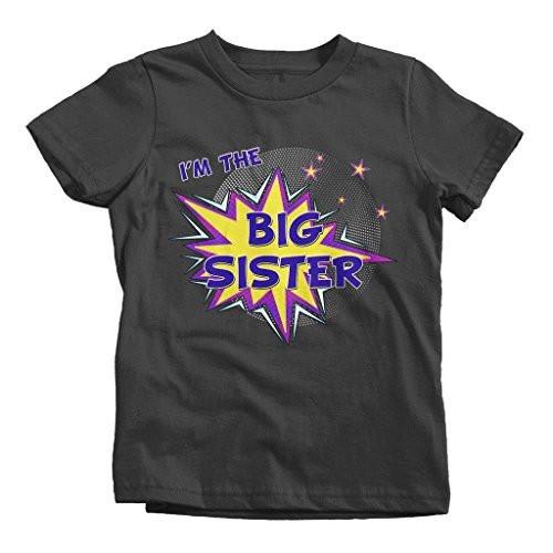 Shirts By Sarah Girl's I'm The Big Sister T-Shirt Comic Superhero Shirt-Shirts By Sarah