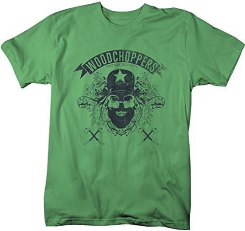 Shirts By Sarah Men's Grunge Urban Lumberjack T-Shirt Woodchoppers Skull-Shirts By Sarah