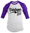 Shirts By Sarah Men's Vintage Made In 1975 Birthday Raglan Retro 3/4 Sleeve Shirts