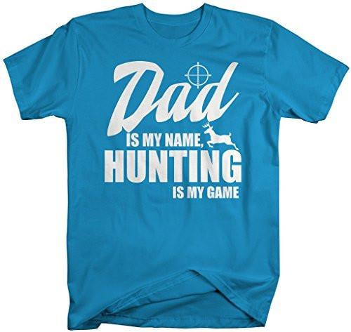 Shirts By Sarah Men's Funny Hunting T-Shirt Dad Is My Name Hunting Is My Game Shirt-Shirts By Sarah