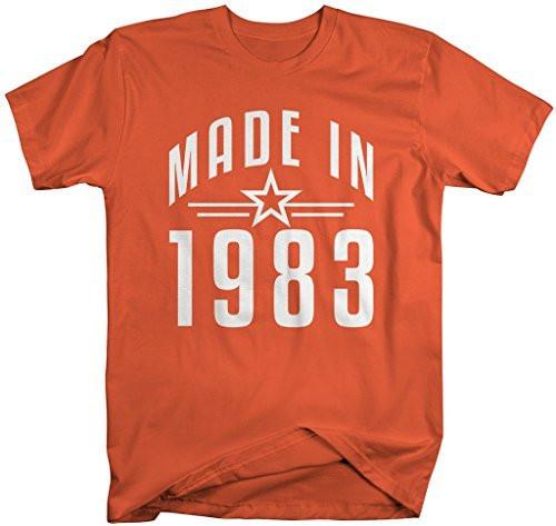 Shirts By Sarah Men's Made In 1983 Birthday T-Shirt Retro Star Custom Shirts-Shirts By Sarah