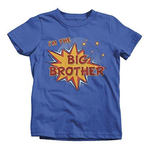 Shirts By Sarah Boy's Big I'm The Brother Comic T-Shirt Bubble Stars Fun Shirt-Shirts By Sarah