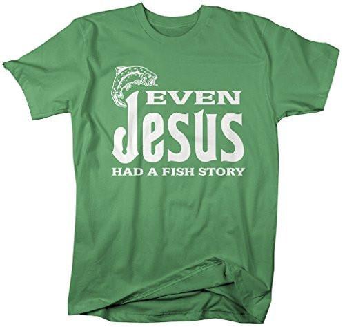 Shirts By Sarah Men's Funny Fishing T-Shirt Even Jesus Had A Fish Story-Shirts By Sarah