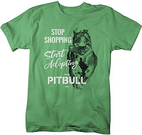 Shirts By Sarah Women's Unisex Pitbull Mom T-Shirt Stop Shopping Adopt Rescue Tee Dog Lover Shirts-Shirts By Sarah