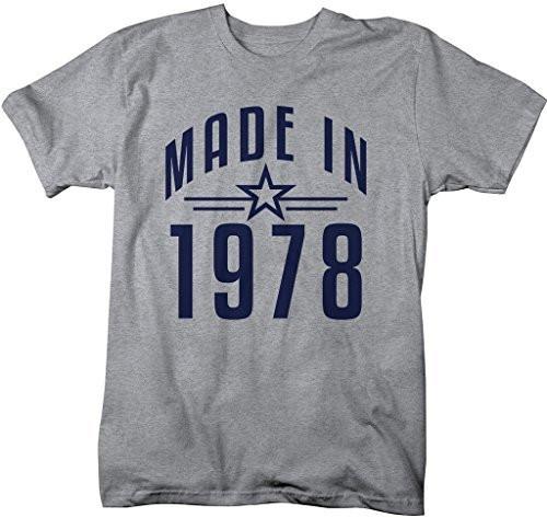 Shirts By Sarah Men's Made In 1978 Birthday T-Shirt Retro Star Custom Shirts-Shirts By Sarah