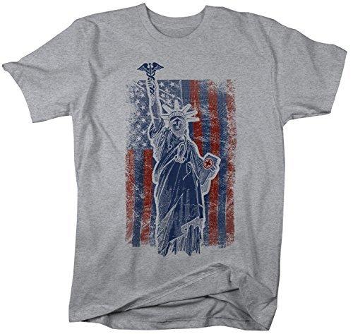 Shirts By Sarah Men's Patriotic Nurse T-Shirt Statue Liberty Shirt Stethoscope Caduceus Shirt-Shirts By Sarah