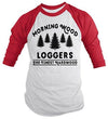 Shirts By Sarah Men's Funny Offensive Lumberjack Shirt Morning Wood Loggers 3/4 Sleeve Shirts
