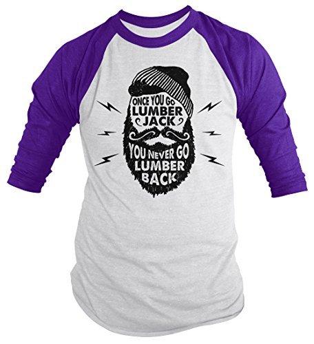 Shirts By Sarah Men's Funny Lumberjack T-Shirt Never Lumber Back Woodsman Tee 3/4 Sleeve Raglan-Shirts By Sarah